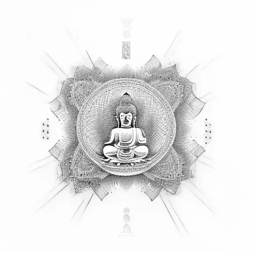 New Relegion Brand Buddha With A Jam Jar In Mandala Style