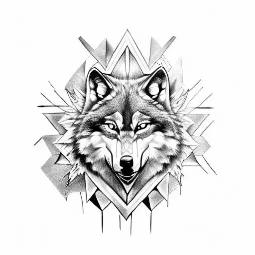 Wolf Head With Angel Wings And Arrows