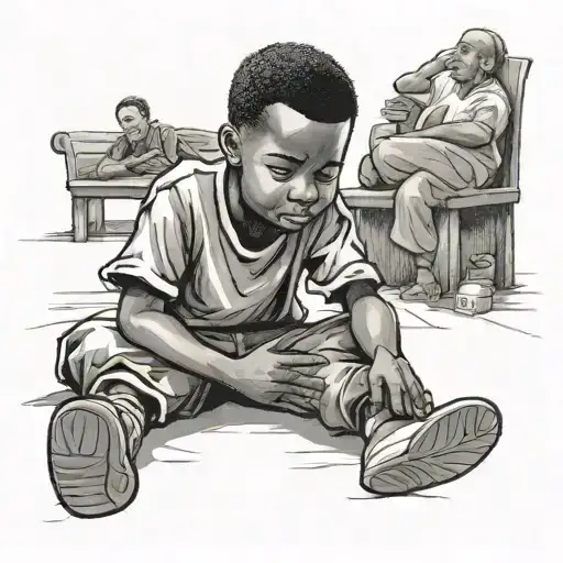 A Black Kid Upset Sitting Down Without A Dad But God Is Watching Over Him