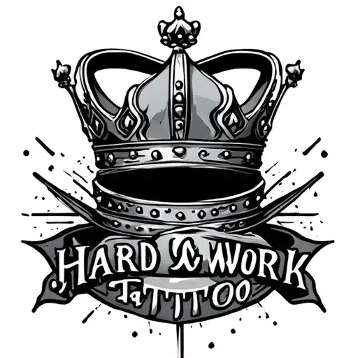 Crown With Hard Work Tattoo Featuring