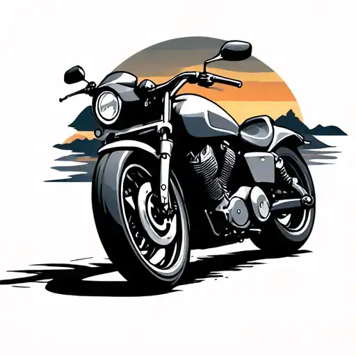 Motorbike Road Sunset