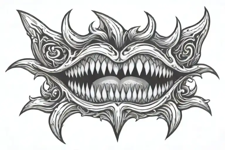 Large Scary Mouth With Sharp Teeth