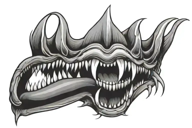 Large Scary Mouth With Sharp Teeth