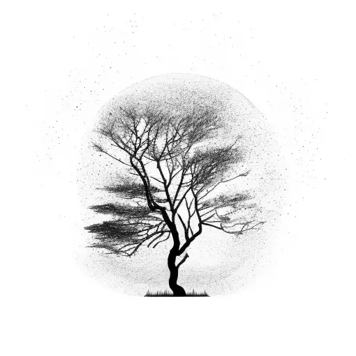 Solitary Tree With A Trail Going By