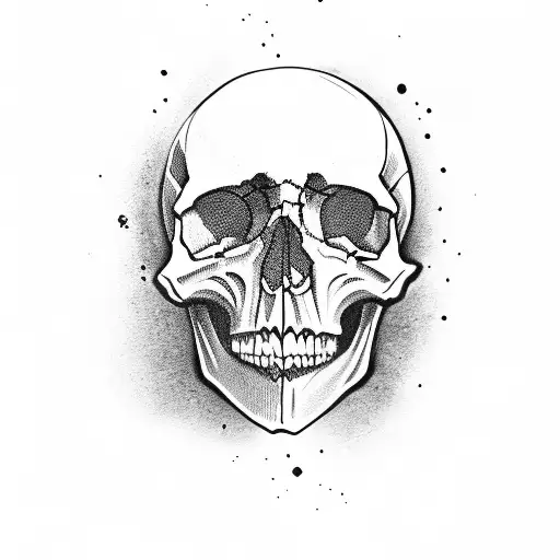 Skull Cracken With Rose And Blood