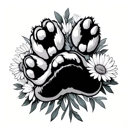 Dog Paw And Cornflowers