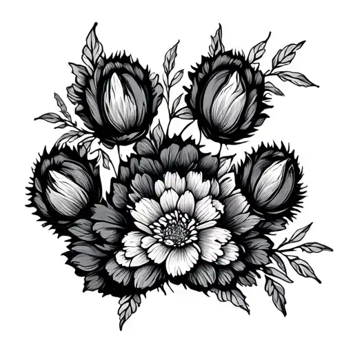 Dog Paw Outline Made Of Flowers