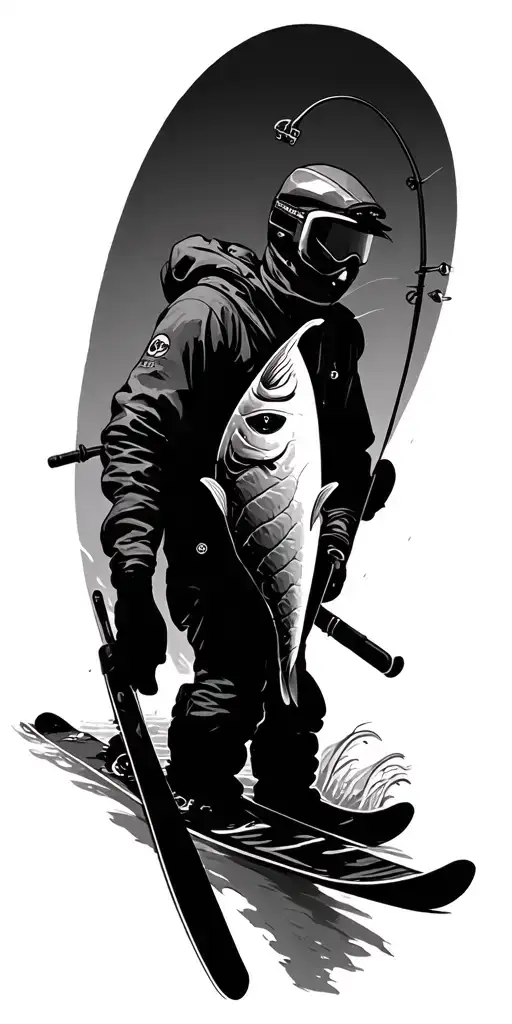 Ski And Spearfishing Scene
