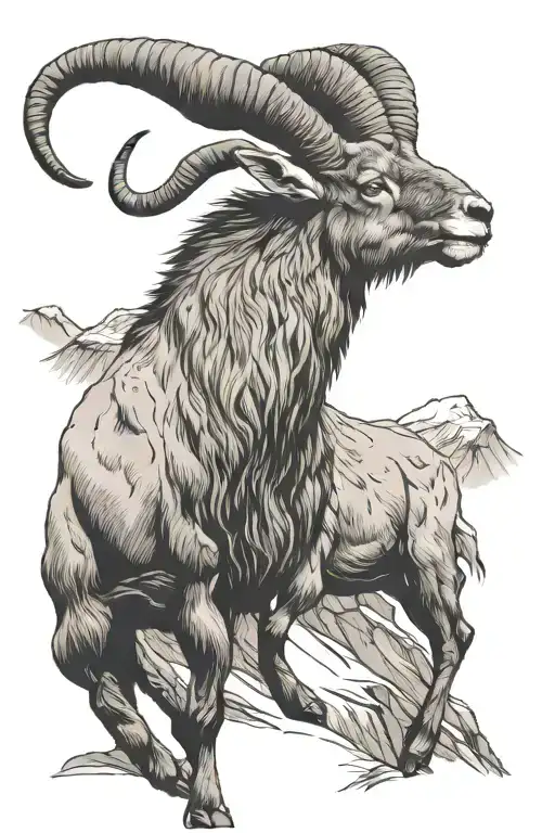 Alpine Ibex On Mountain Slope