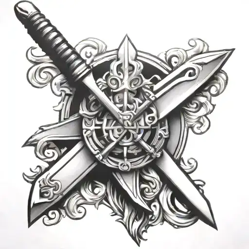 Akull With A Dagger Through It