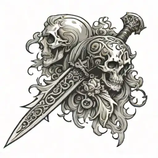 Akull With A Dagger Stabbing From The Top Out Of The Bottom