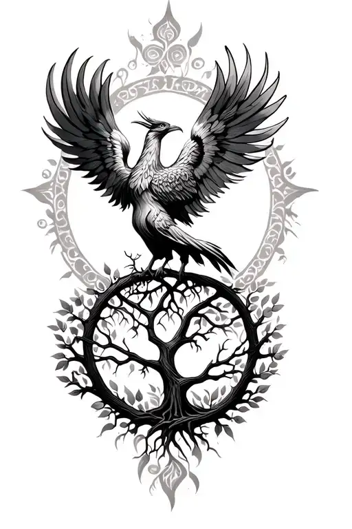 Sobriety Phoenix Tree Of Life Intertwined