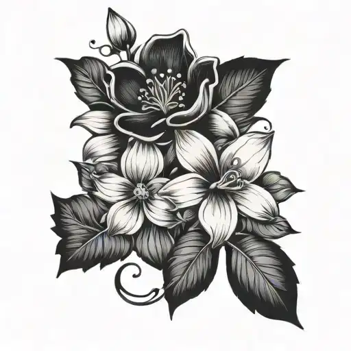 November And December Birth Stick Flowers Tattoo Design