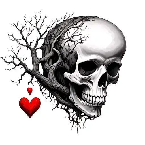 Skull Tree Growing With A Heart