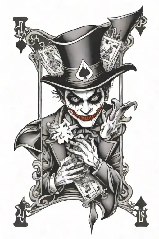 Harlequin Card Joker Playing Card And Broken Hourglass