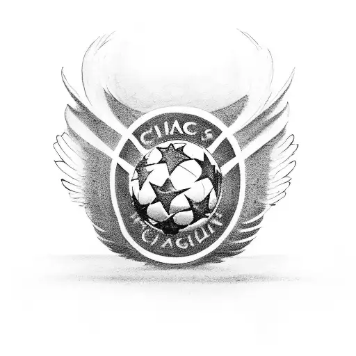 Champions League Soccer Ball With Angel's Wings Behind