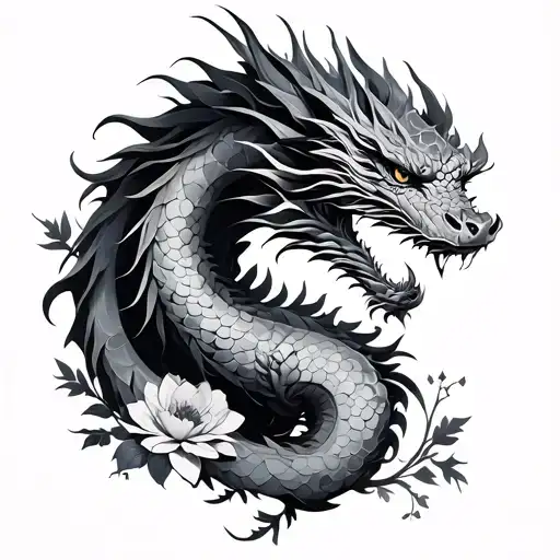 Dragon With Flowers Sleeve