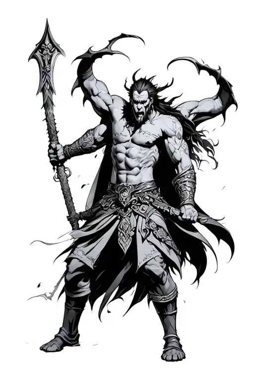 Warrior Fighting Demon Slayer