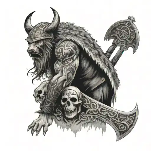 Viking Full Back Tattoo For Men Fight War Bear Wolf Warrior Skulls