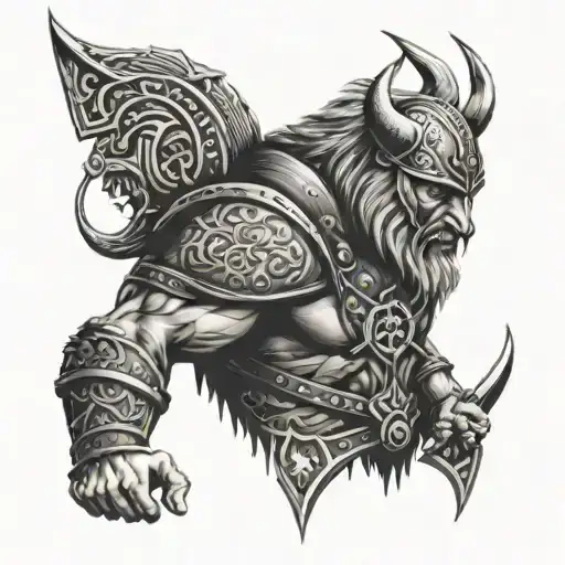 Viking Full Back Tattoo For Men Fight War Bear Wolf Warrior Skulls
