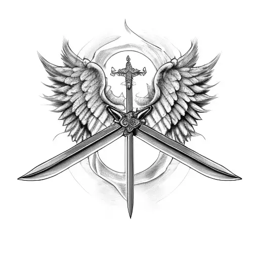 Sword With Angel Wings On The Sides