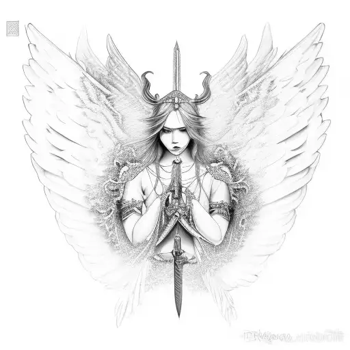 One Sword With Feminine Angel Wings On The Sides