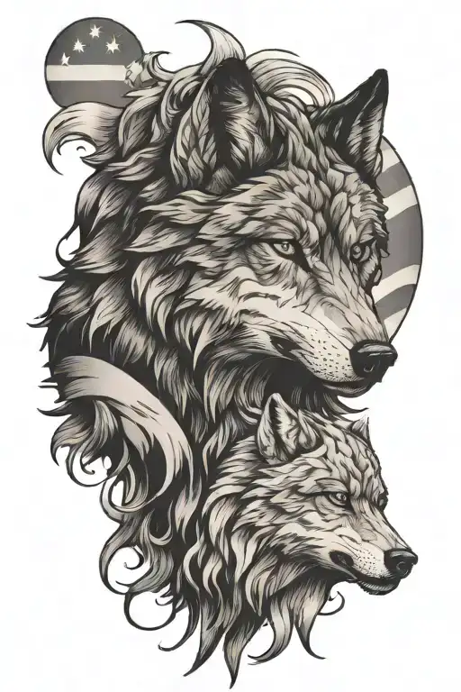 Wolf Type 1 Diabetes Mountain American Flag Intertwined