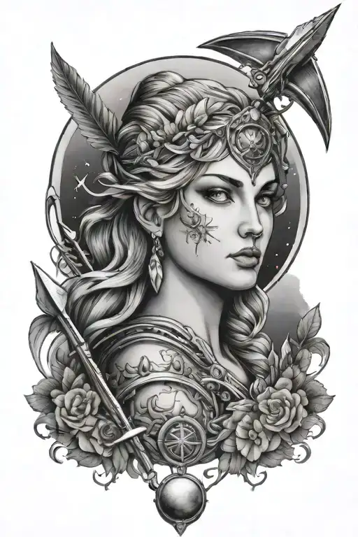 Goddess Artemis Statue Moon And Arrow Piercing Eyes