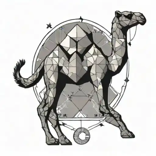 Geometric Camel With Geometric Moon Phases