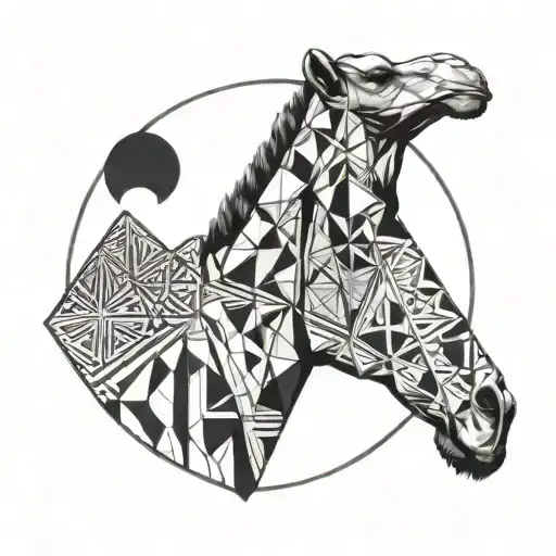 Geometric Camel Head With Geometric Moon Shining