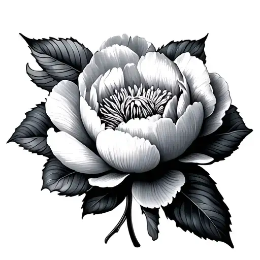 Blackout Negative Space Peony Flowers