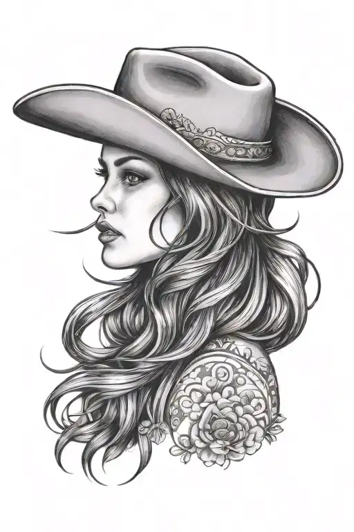 Lady Head Wearing Cowboy Hat