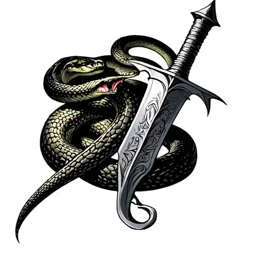 A Claymore Sword Stabbing A Snake