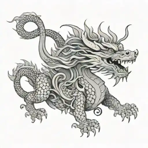 Chinese Dragon Wrapping A Bull
