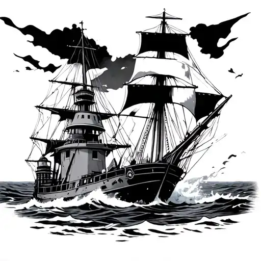 Ship Crashing Into Lighthouse