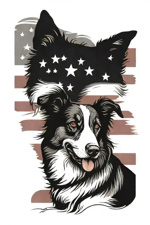 Border Collie And German Shepherd American Flag Spiraling Down