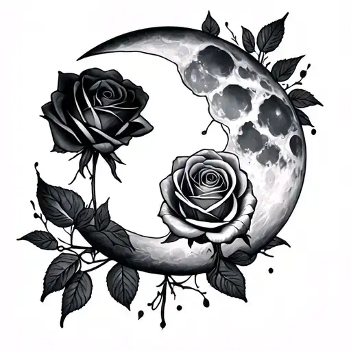 Moon With Rose Intertwined