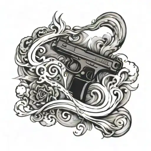 Number 9 Surrounded By Smoke And A Gun