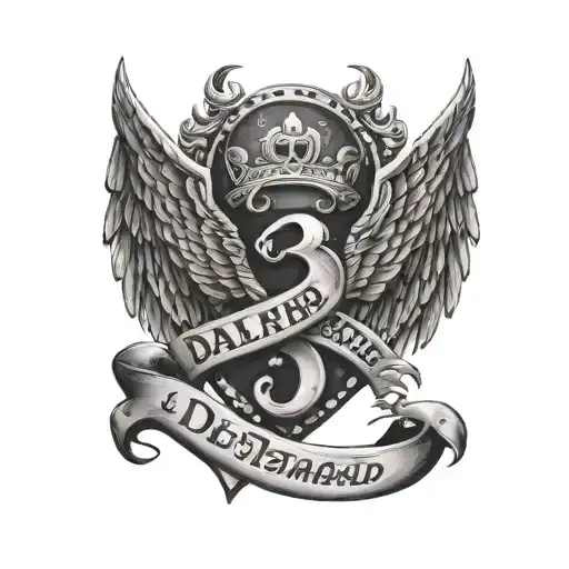 Dale Earnhardt Number 3 Crosses And Number 00 Sketch Between Angel Wings