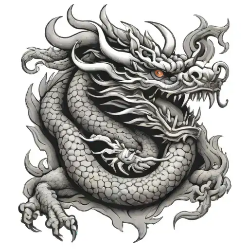 Chinese Dragon And A Bull