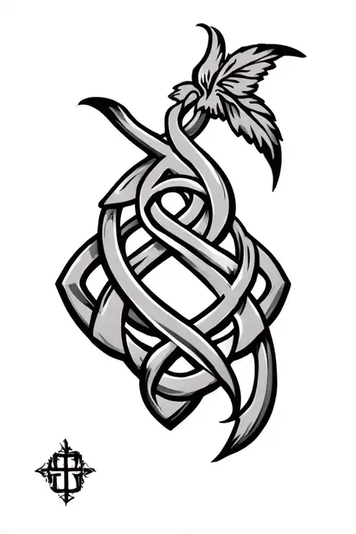 Roman Catholic And Celtic Knot Intertwined
