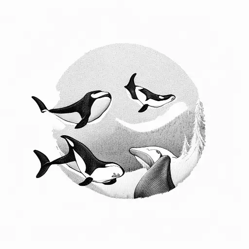 A Teacher Guiding A Group Of Orcas Through A Musical Journey