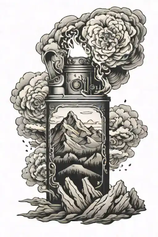 Lighter With Mountain Design Inside