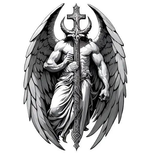 Archangel Michael Cross On Demon