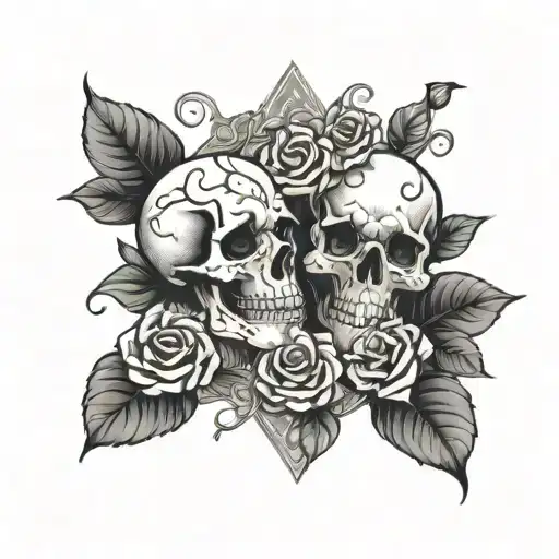 The Lovers Tarot Card Skulls Framed And Elegant With Roses