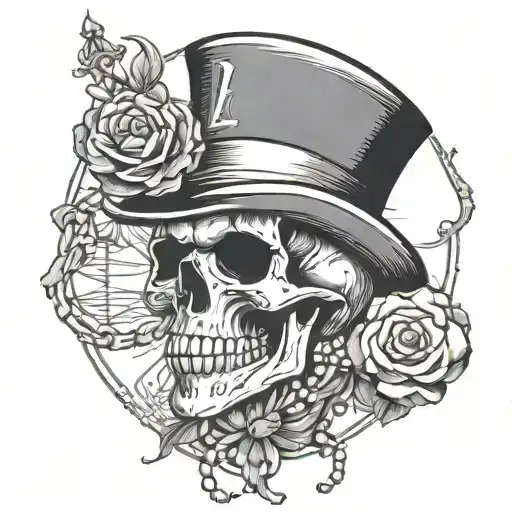 Holy Death With A Rosary And A Skull In A Top Hat