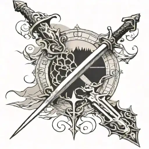 Anduril Sword With Middle Earth Map In Background