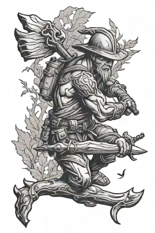 Chop Wood Carry Water Warrior In A Garden