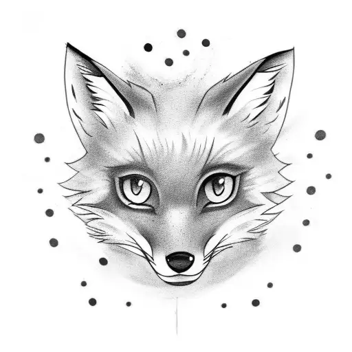A Tattoo Design Of A Fox Wearing A Monster High-themed Outfit In A Black-grey Style