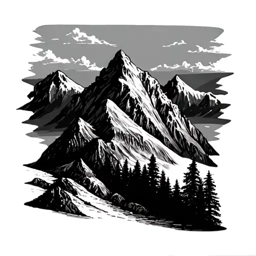Mountain Scene A Blackwork